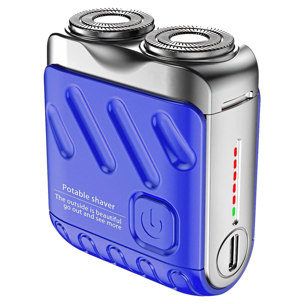 Compact Dual Head Waterproof Electric Shaver, Usb Rechargeable For Men, Zinc Alloy, Type-C Charging