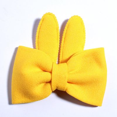 10Pcs 10CM Bunny Ear Hair Bow Clips Artifical Fabric Made Boutique Hair Bow For Women Friend (10Pcs Yellow, With Clip)