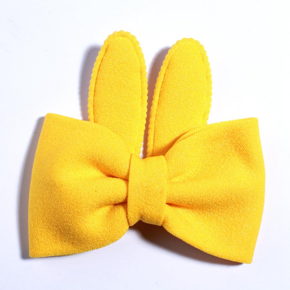 10Pcs 10CM Bunny Ear Hair Bow Clips Artifical Fabric Made Boutique Hair Bow For Women Friend (10Pcs Yellow, With Clip)