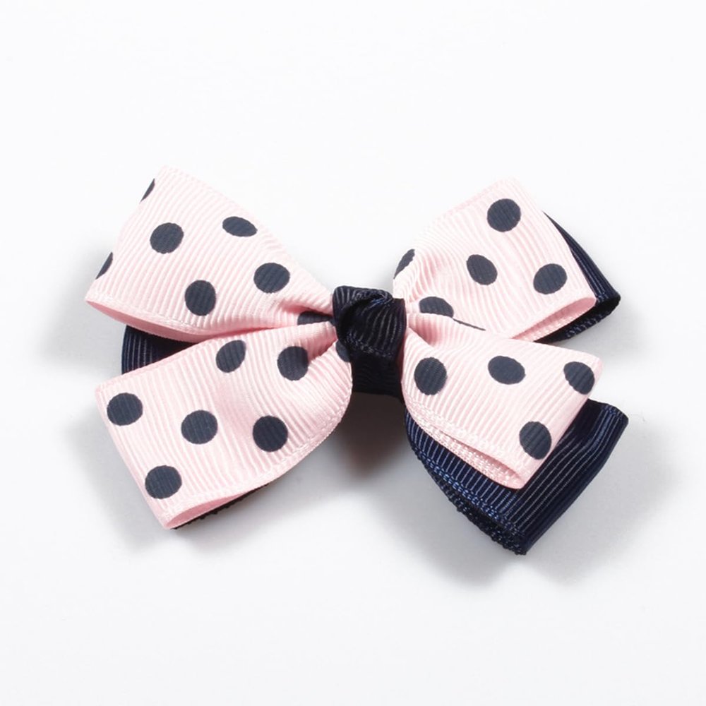 10Pcs 3" Double Grosgrain Dot Flower Bows Organza Hair Bows For Hair Accessories (10Pcs- H, With No Clip)