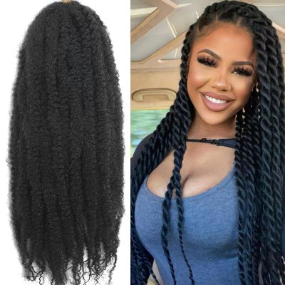 105 Strands Marley Twist Braiding Hair 18 Inch Marley Twist Hair Long Marley Hair for Black Women Faux Locs 7 Packs Afro Twist Hair Extensions (1B#, 18INCH(pack of 7))