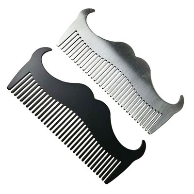 BAZEITFLOW 2pcs Stainless Steel Beard Comb Set for Men Professional Hairdressing Styling Tool Compact Goatee Comb Silver Black Rustproof Design for Personal Salon Use