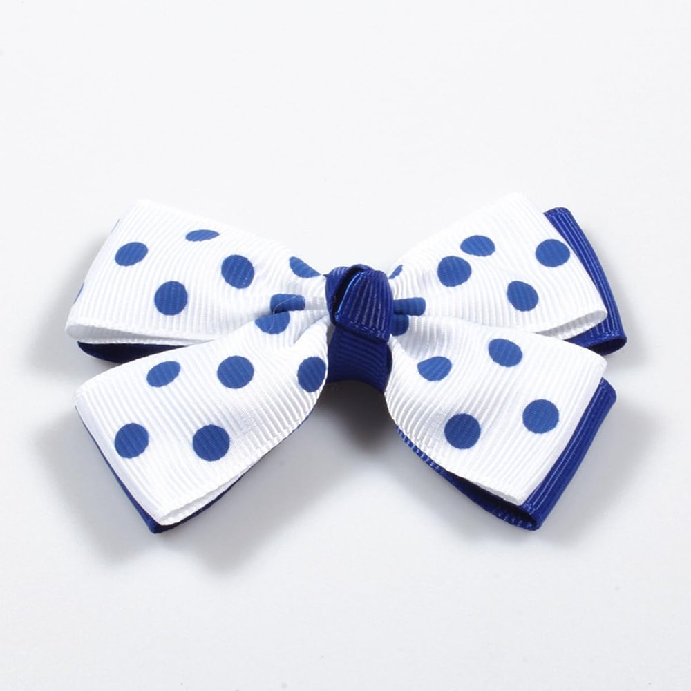 10Pcs Polka Dot Hair Bows With Clip,3 Inch Double Layer Grosgrain Ribbon For Hair Accessories (10Pcs- E, With No Clip)
