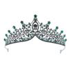 Yheahin Black Crown for Women Gothic Skull Crystal Tiaras Rhinestone Queen Crown Headpiece for Halloween Cosplay Costume Party Accessories Photo Props (Green) view 1