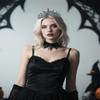 Yheahin Black Crown for Women Gothic Skull Crystal Tiaras Rhinestone Queen Crown Headpiece for Halloween Cosplay Costume Party Accessories Photo Props (Green) view 2
