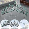 Yheahin Black Crown for Women Gothic Skull Crystal Tiaras Rhinestone Queen Crown Headpiece for Halloween Cosplay Costume Party Accessories Photo Props (Green) view 3