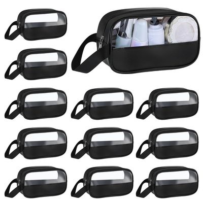 12-Pack Travel Cosmetic Bags, Waterproof Transparent Toiletry Pouches With Zippers & Handles, Multipurpose Makeup Organizers For Women & Men