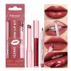 3PCS Lip Liner and Lipstick Combo Set - Matte Lip Liner Pencil, Velvet Matte Lipstick & Hydrating Collagen Lip Gloss - Long-Lasting, Smudge-Proof, High Pigment Nude Brown Lip Makeup Kit (#2 Red Rose) view 1