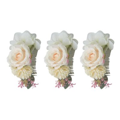 3Pcs Bridal Headpieces Bridal Flower Hairpins Bridesmaids Barrettes Artificial Flower Hair Side Combs Slide Hair Clips