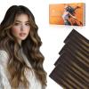 DOORES Invisi Edge Wide Tape in Human Hair Extensions, Dark Brown to Chestnut Brown 4PCS Injection Tape ins 20g 18 Inch, Injected 3 Inch Wide Extensions Straight for Thinning Hair view 1
