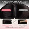 DOORES Invisi Edge Wide Tape in Human Hair Extensions, Dark Brown to Chestnut Brown 4PCS Injection Tape ins 20g 18 Inch, Injected 3 Inch Wide Extensions Straight for Thinning Hair view 2