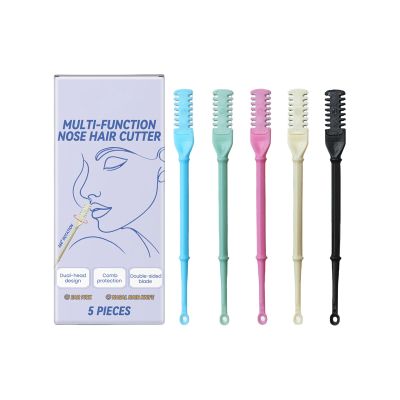5pcs Portable 2 In 1 Nose Hair Cutter Stainless Steel Manual Nose Hair Removal Tool Rotatable Trimmer For Adults