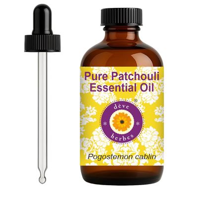 dve herbes Patchouli Essential Oil (Pogostemon cablin) with Glass Dropper | Pure | Non-Sticky | Non-Greasy | Lightweight | Men & Women | All Skin Types | Steam Distilled 120ml (4 oz)