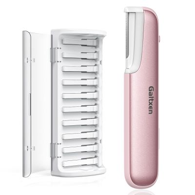 Galtxen Dermaplaning Tool for Women Pink - Facial Exfoliation & Peach Fuzz Hair Removal with Rechargeable Sonic Edge Technology, 10 Refill Blades