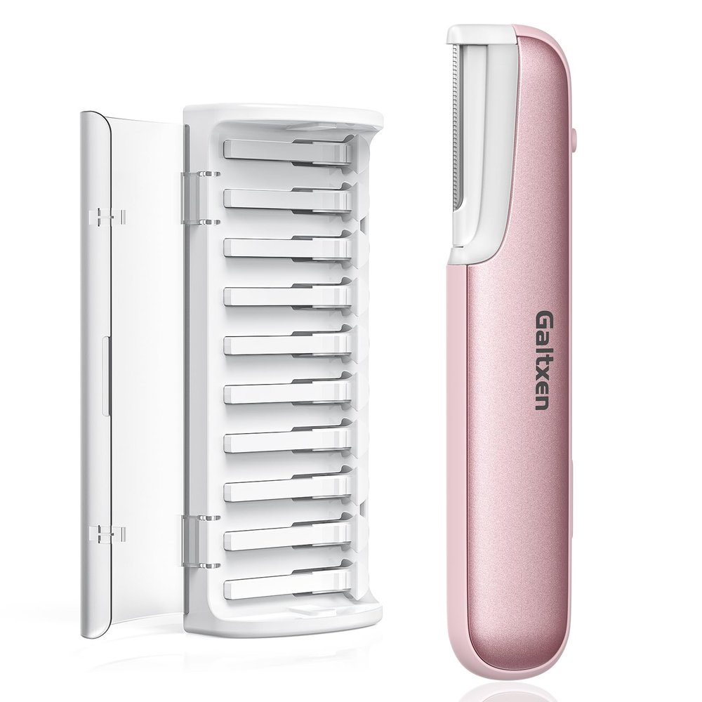Galtxen Dermaplaning Tool for Women Pink - Facial Exfoliation & Peach Fuzz Hair Removal with Rechargeable Sonic Edge Technology, 10 Refill Blades