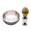 BATHVEVE 2pcs Stainless Steel Shaving Soap Bowl Ergonomic Brush Essential Shaving Tools for Men for Home Barbershop Use view 1