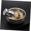 BATHVEVE 2pcs Stainless Steel Shaving Soap Bowl Ergonomic Brush Essential Shaving Tools for Men for Home Barbershop Use view 3