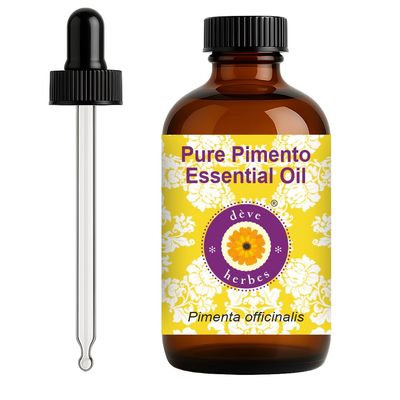 dve herbes Pimento Essential Oil (Pimenta officinalis) with Glass Dropper | Pure | Non-Sticky | Non-Greasy | Lightweight | Men & Women | All Skin Types | Steam Distilled 120ml (4 oz)