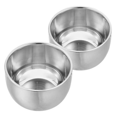 CALLARON 2pcs Heavy Duty Stainless Steel Shaving Soap Bowl Double Layer Design for Enhanced Texture Shaving Mug for Men for Home and Travel Use