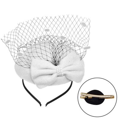 Beautiful Hair Clip with Bowknot Embellishment Hairpieces Top Hat Headbands Elegant Headwear for Party Casual Gatherings