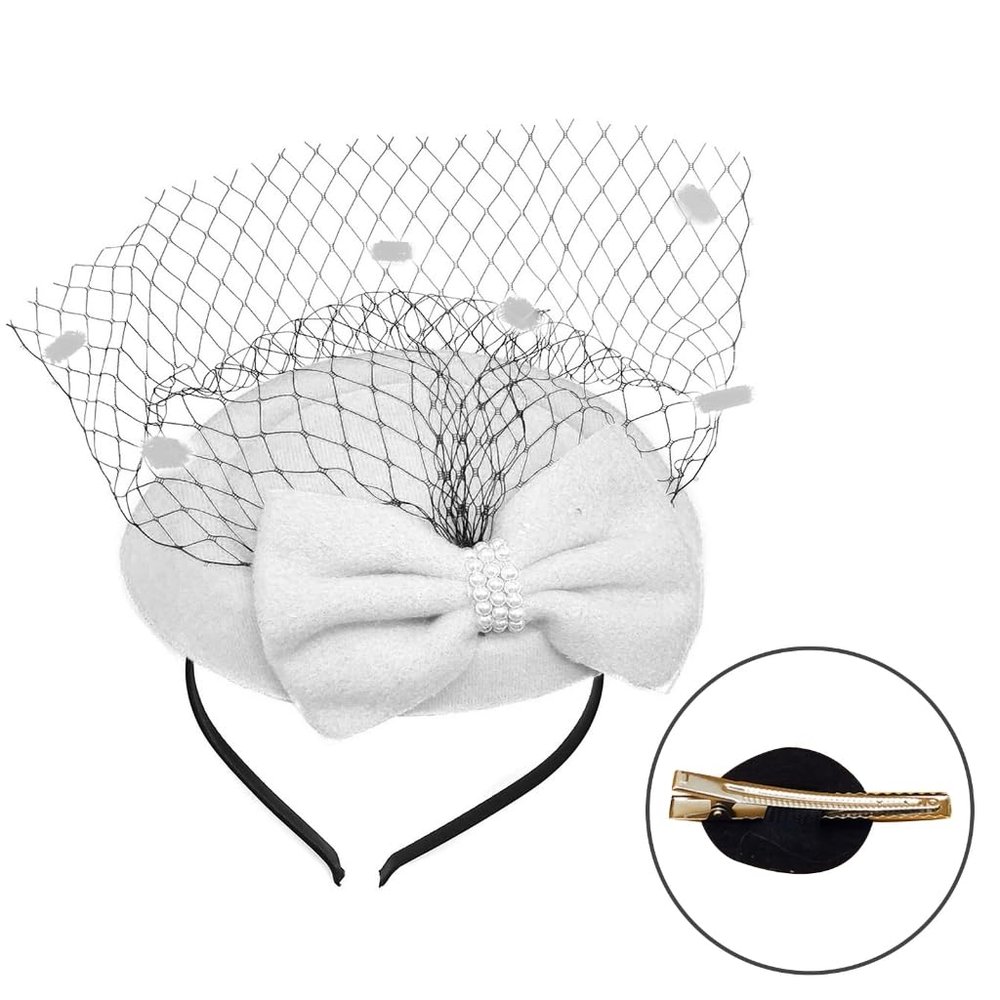 Beautiful Hair Clip with Bowknot Embellishment Hairpieces Top Hat Headbands Elegant Headwear for Party Casual Gatherings