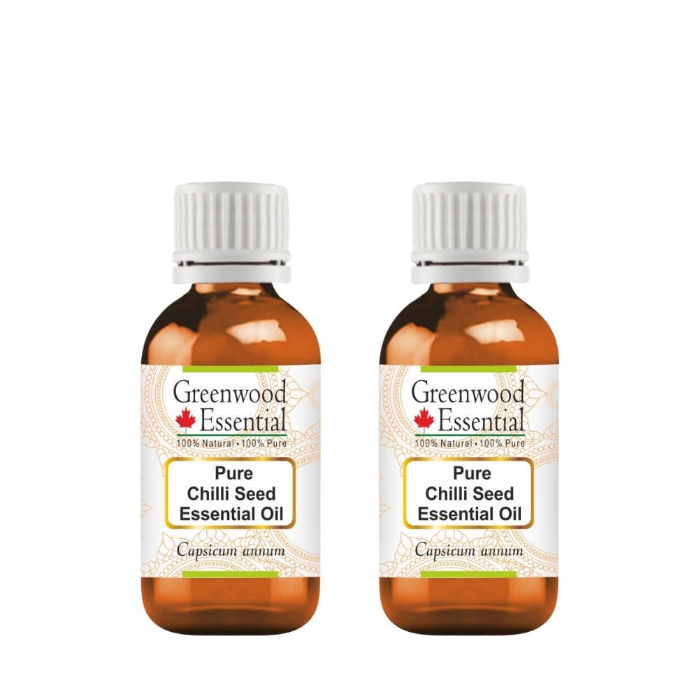 Greenwood Essential Pure Chilli Seed Essential Oil (Capsicum annum) Steam Distilled (Pack of Two) 30ml X 2 (2 oz)