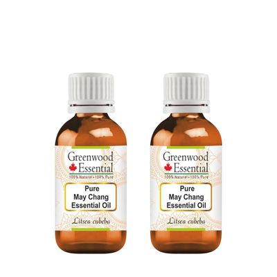 Greenwood Essential Pure May Chang Essential Oil (Litsea cubeba) Steam Distilled (Pack of Two) 30ml X 2 (2 oz)