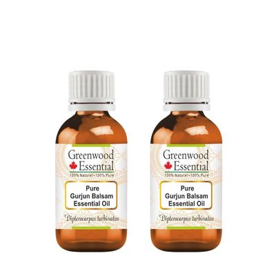 Greenwood Essential Pure Gurjun Balsam Essential Oil (Dipterocarpus turbinatus) Steam Distilled (Pack of Two) 30ml X 2 (2 oz)