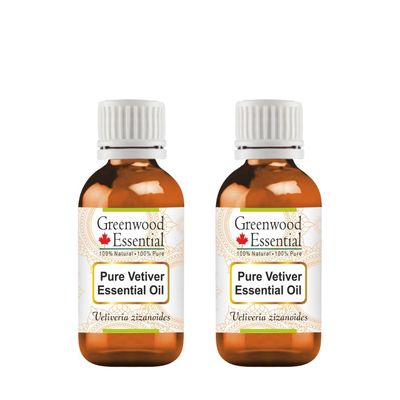 Greenwood Essential Pure Vetiver Essential Oil (Vetiveria zizanoides) Steam Distilled (Pack of Two) 5ml X 2 (0.33 oz)