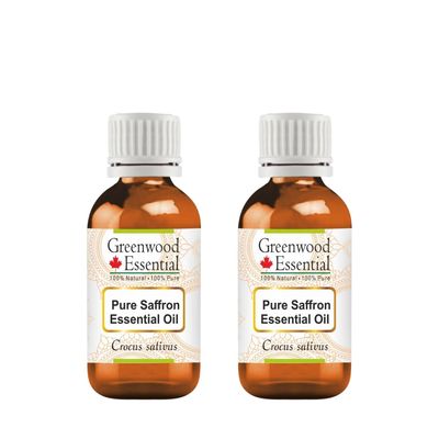 Greenwood Essential Pure Saffron Essential Oil (Crocus sativus) Steam Distilled (Pack of Two) 5ml X 2 (0.33 oz)