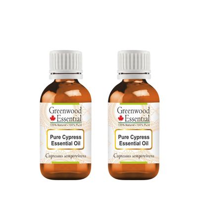 Greenwood Essential Pure Cypress Essential Oil (Cupressus sempervirens) Steam Distilled (Pack of Two) 10ml X 2 (0.66 oz)
