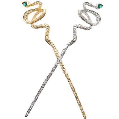 Beaupretty 2pcs Chinese Hair Stick Snake Shape Hairpin Elegant Women's Hair Accessories Marmalade
