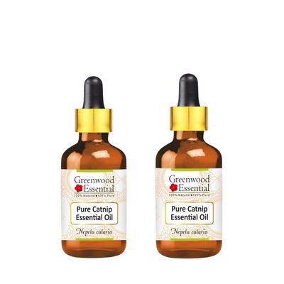 Greenwood Essential Pure Catnip Essential Oil (Nepeta cataria) with Two Glass Droppers Steam Distilled (Pack of Two) 5ml X 2 (0.33 oz)