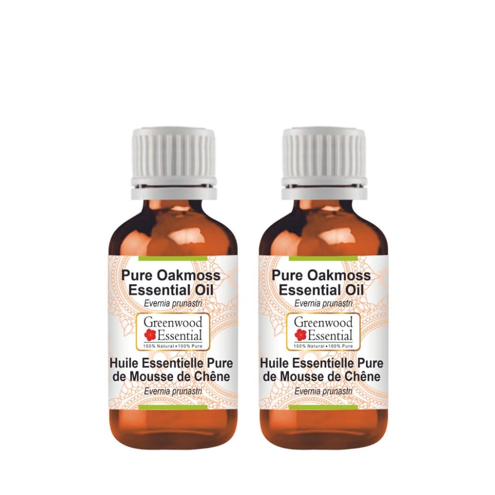 Greenwood Essential Pure Oakmoss Essential Oil (Evernia prunastri) Steam Distilled (Pack of Two) 15ml X 2 (1 oz)