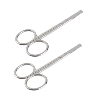 SKISUNO 2pcs Stainless Steel Eyebrow Trimming Scissors Set Professional Nose Hair and Vibrissa Trimmers for Men and Women High Precision Tools for Facial Hair Removal