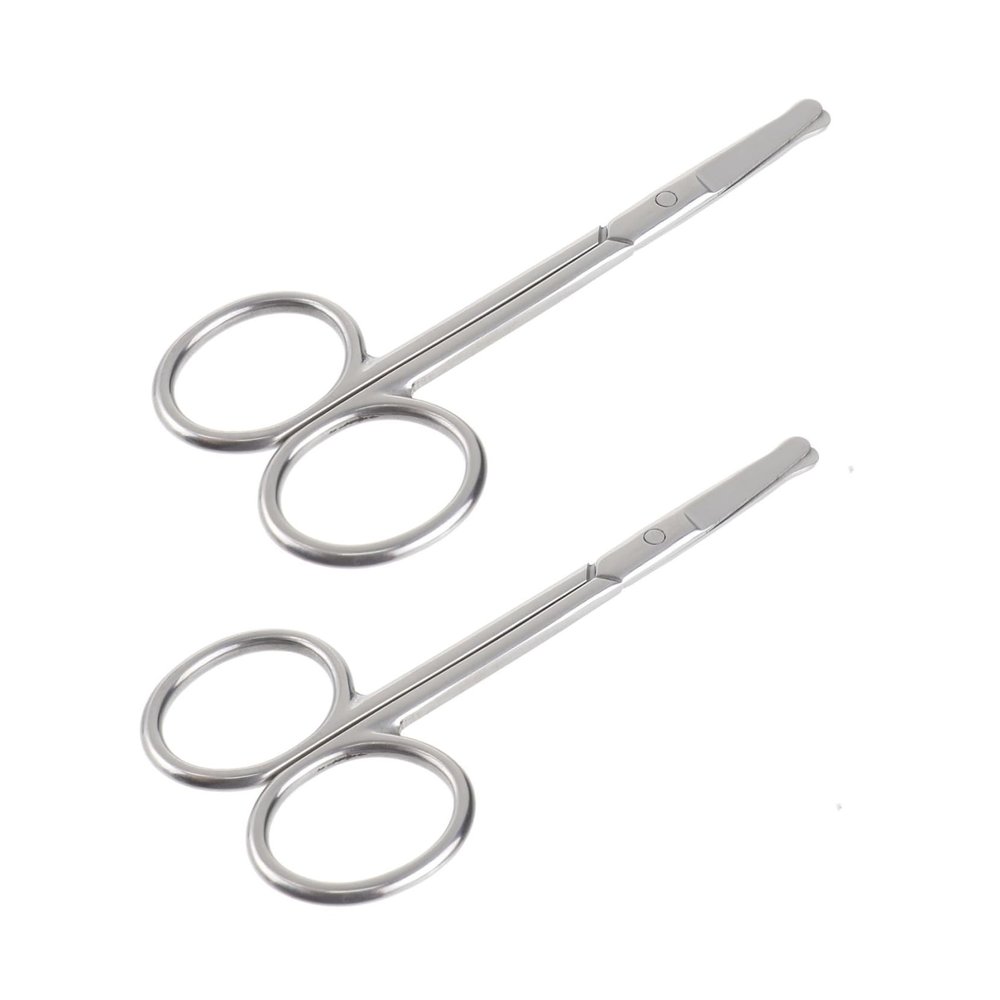 SKISUNO 2pcs Stainless Steel Eyebrow Trimming Scissors Set Professional Nose Hair and Vibrissa Trimmers for Men and Women High Precision Tools for Facial Hair Removal