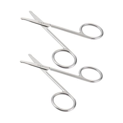 IWOWHERO 2pcs Safety Nose Hair Scissors Eyebrow Trimmer Stainless Steel Comfortable to Hold for Beauty Care
