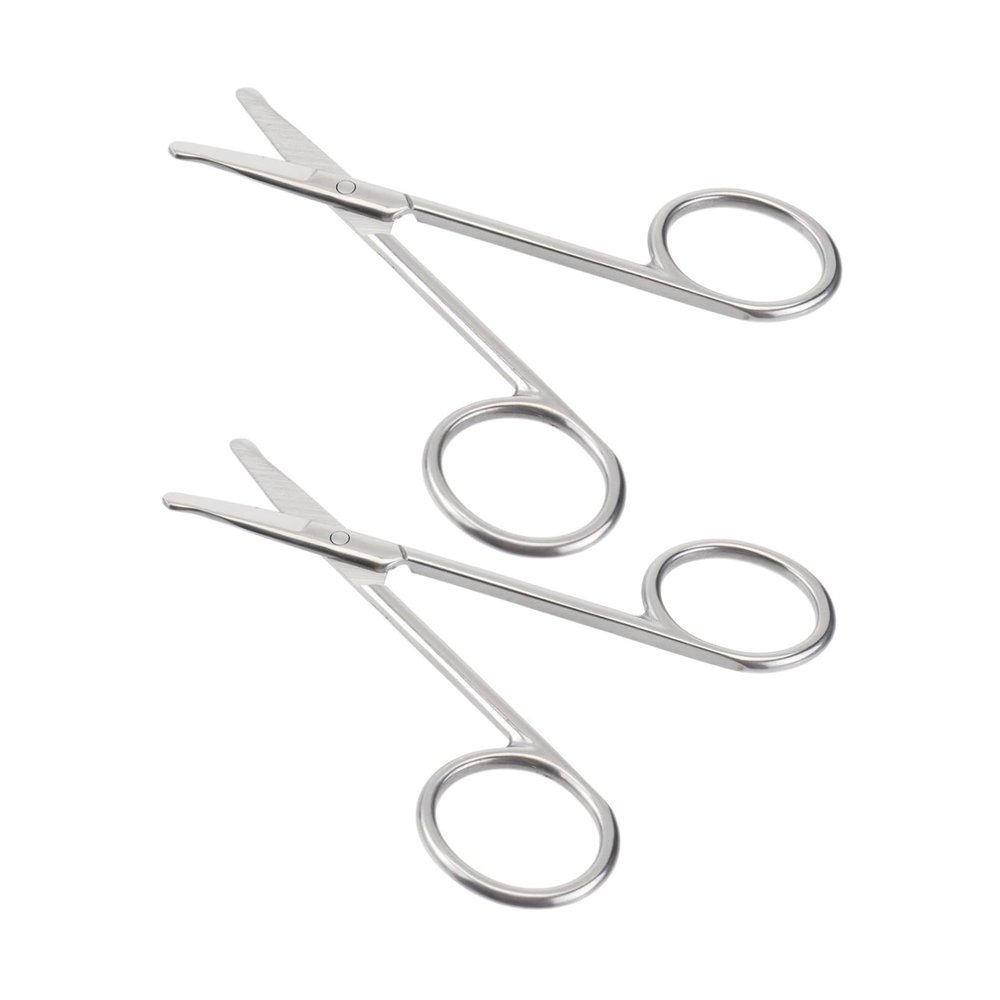 IWOWHERO 2pcs Safety Nose Hair Scissors Eyebrow Trimmer Stainless Steel Comfortable to Hold for Beauty Care