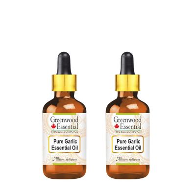 Greenwood Essential Pure Garlic Essential Oil (Allium sativum) with Two Glass Droppers Steam Distilled (Pack of Two) 5ml X 2 (0.33 oz)