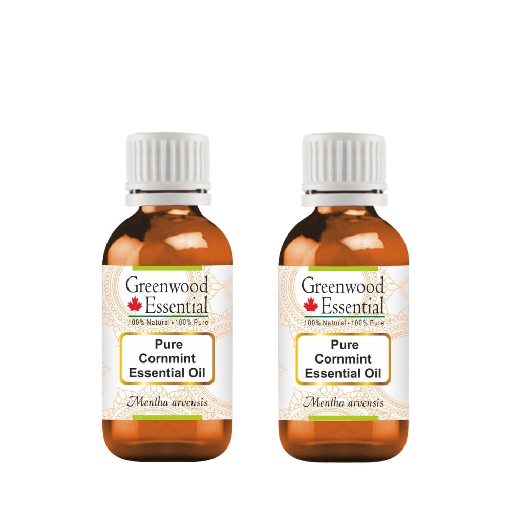 Greenwood Essential Pure Cornmint Essential Oil (Mentha arvensis) Steam Distilled (Pack of Two) 15ml X 2 (1 oz)
