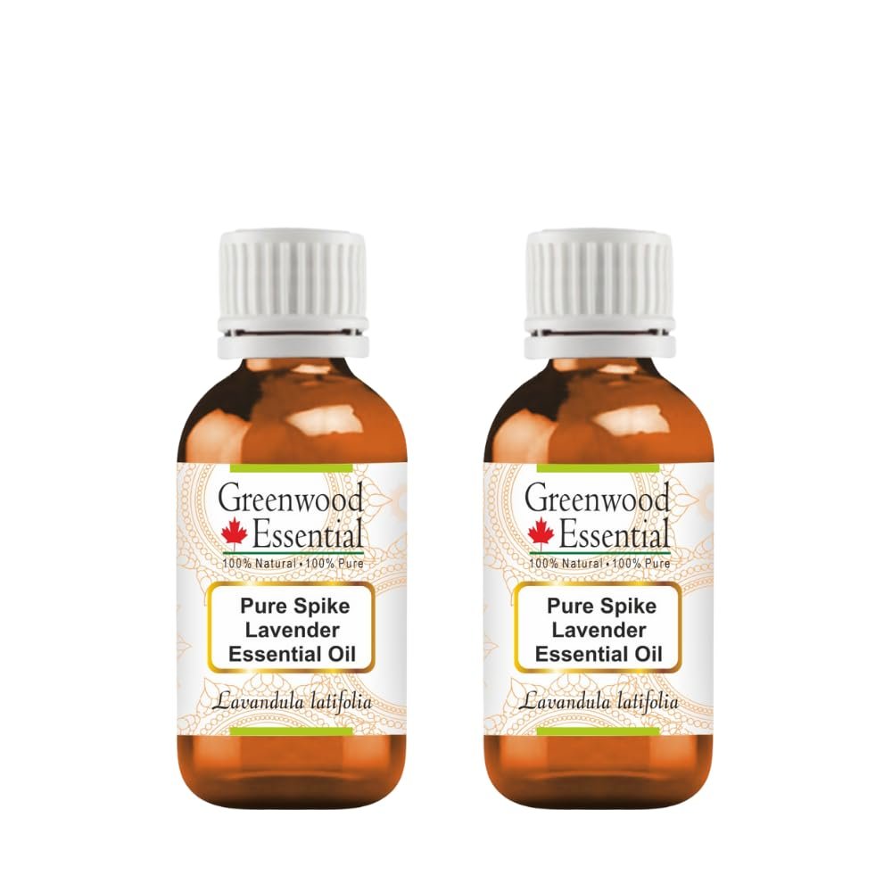 Greenwood Essential Pure Spike Lavender Essential Oil (Lavandula latifolia) Steam Distilled (Pack of Two) 15ml X 2 (1 oz)