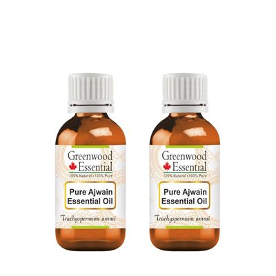 Greenwood Essential Pure Ajwain Essential Oil (Trachyspermum ammi) Steam Distilled (Pack of Two) 30ml X 2 (2 oz)