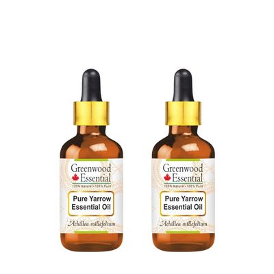 Greenwood Essential Pure Yarrow Essential Oil (Achillea millefolium) with Two Glass Droppers Steam Distilled (Pack of Two) 10ml X 2 (0.66 oz)
