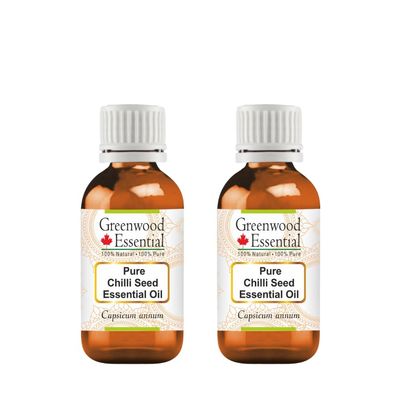 Greenwood Essential Pure Chilli Seed Essential Oil (Capsicum annum Steam Distilled (Pack of Two) 50ml X 2 (3.38 oz)