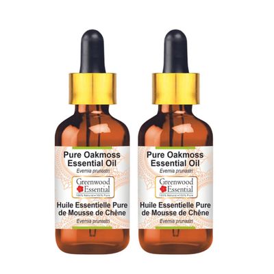 Greenwood Essential Pure Oakmoss Essential Oil (Evernia prunastri) with Two Glass Droppers Steam Distilled (Pack of Two) 15ml X 2 (1 oz)