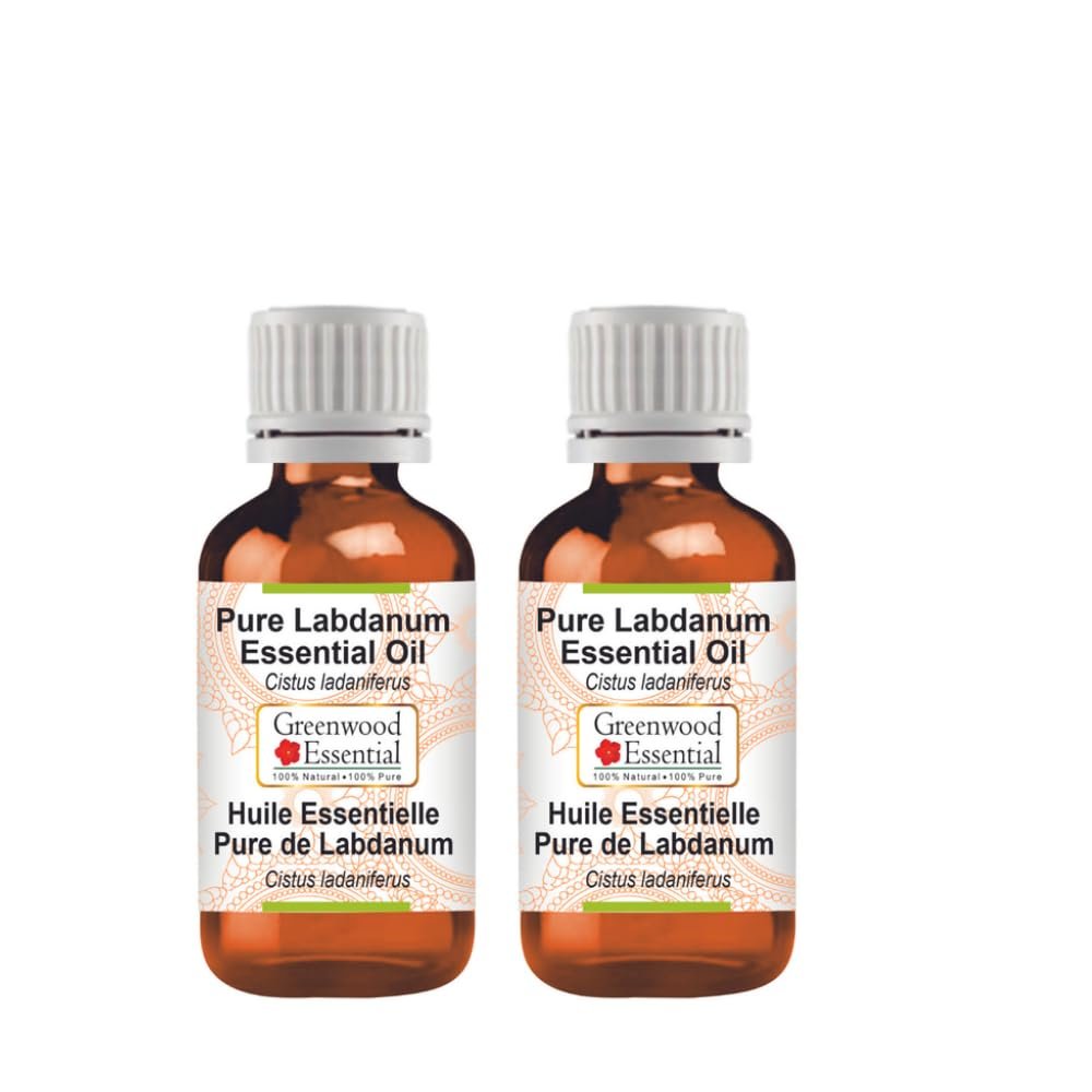 Greenwood Essential Pure Labdanum Essential Oil (Cistus ladaniferus) Steam Distilled (Pack of Two) 15ml X 2 (1 oz)