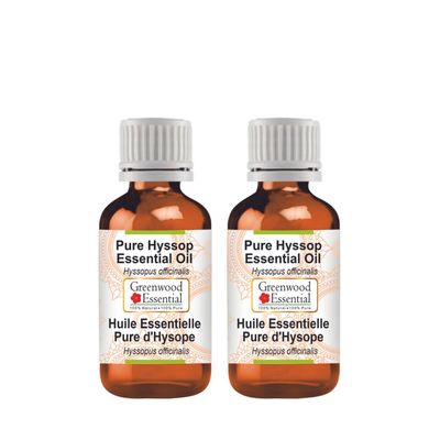 Greenwood Essential Pure Hyssop Essential Oil (Hyssopus officinalis) Steam Distilled (Pack of Two) 5ml X 2 (0.33 oz)