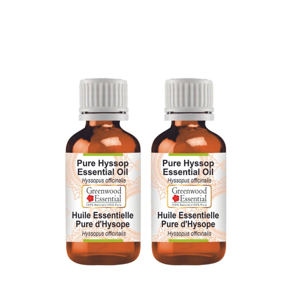 Greenwood Essential Pure Hyssop Essential Oil (Hyssopus officinalis) Steam Distilled (Pack of Two) 5ml X 2 (0.33 oz)