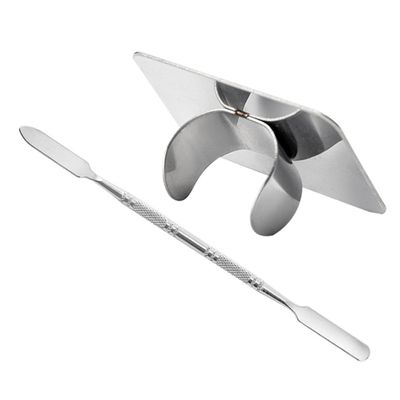 VICASKY 1set Makeup Blending Plate Stainless Steel Cosmetic Palette with Spatula for Foundation Mixing and Color for Makeup Artists and Enthusiasts Easy to Clean and Compact Design