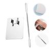 VICASKY 1set Makeup Blending Plate Stainless Steel Cosmetic Palette with Spatula for Foundation Mixing and Color for Makeup Artists and Enthusiasts Easy to Clean and Compact Design view 3